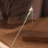 Nephrite jade orchid flower s925 sterling silver cloisonne tassel hairpin, hair stick