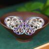 hollow enamel buttefly s925 sterling silver hair clip