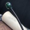 nice black green glaze lotus flower bead wood hairpin, hair stick