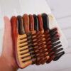 simple smooth width teeth wood comb, with handle comb