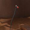 s925 sterling silver disy flower black sandalwood cinnabar bead hairpin, hair stick