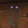 s925 sterling silver enamel peony flower wood hairpin, two prong hair fork