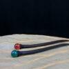 simple round red and blue agate bead wood hairpin, hair stick