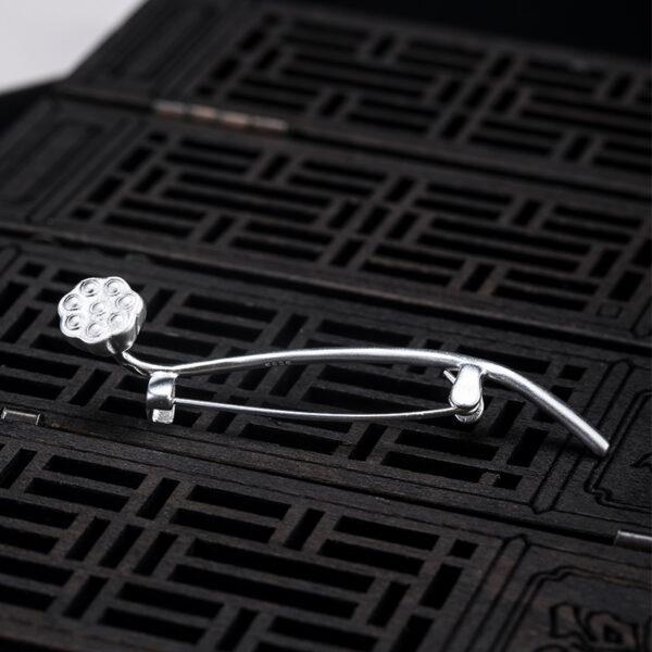 nice lotus flower shape s925 sterling silver brooch