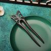 nice hollow butterfly shape two pronged wood hairpin, wood hair fork