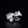 Ginkgo Leaf shape s925 sterling silver pearl brooch