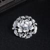 retro hollow peony flower shape s925 sterling silver brooch