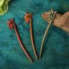 nice lotus flower shape wood hairpin, hair stick