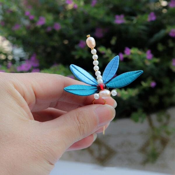 nice Gardenia flower and berries shape two prong silk hairpin, hair fork