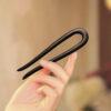 simple smooth two pronged wood hairpin, hair fork