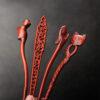 fine hollow flower and animal shape red sandalwood hairpin, wood hair stick