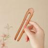 simple smooth two pronged wood hairpin, hair fork