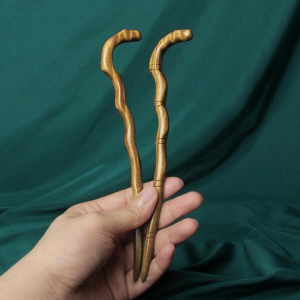 simple curved bamboo shape Guaiac wood hairpin, hair stick