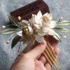 nice hollow silk flowers multi pronged hairpin, hair fork