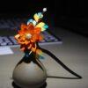 nice orange velvet Camellia flower shape wood hairpin, hair stick