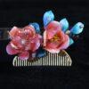 nice colorful velvet peony flowers shape multi pronged hairpin, hair comb