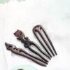 simple curved multi prongs black sandalwood hairpin, wood hair fork