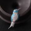 nice blue enamel bird shape s925 sterling silver brooch