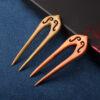 hollow flower pattern two prongs wood hairpin, wood hair fork