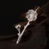 nice clear quartz flower branch shape s925 sterling silver brooch