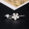 nice peach flower branch shape s925 sterling silver brooch, silver pin