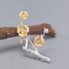 nice golden plum flower branch shape s925 sterling silver brooch, silver pin