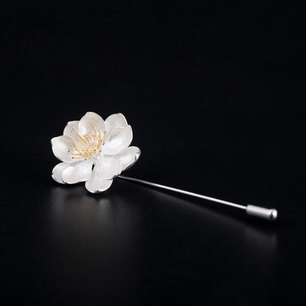 nice lotus flower shape s925 sterling silver brooch