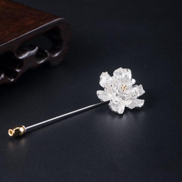 nice begonia flower shape s925 sterling silver brooch