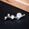 nice plum flower branch shape s925 sterling silver brooch, silver pin