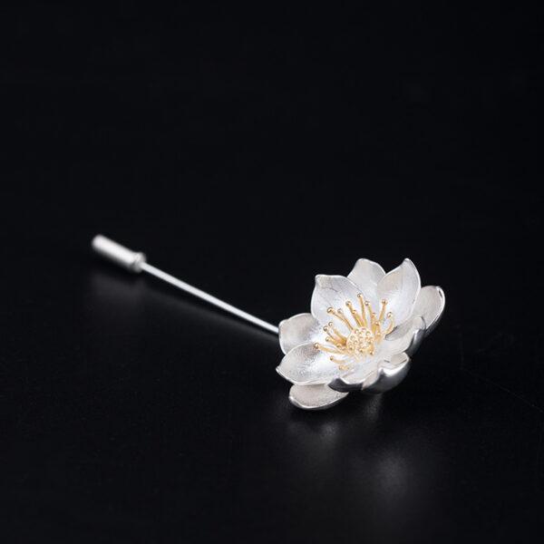 nice lotus flower shape s925 sterling silver brooch - Image 3