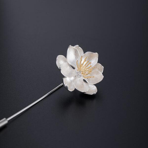 nice lotus flower shape s925 sterling silver brooch - Image 4