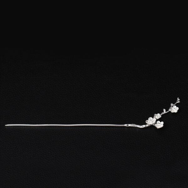 plum flowers branch shape s925 sterling silver hairpin, hair stick - Image 2