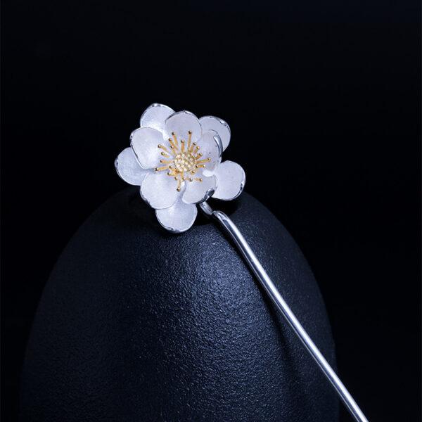 lotus flower shape s925 sterling silver hairpin, hair stick - Image 2