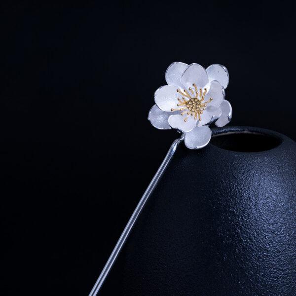 lotus flower shape s925 sterling silver hairpin, hair stick - Image 7