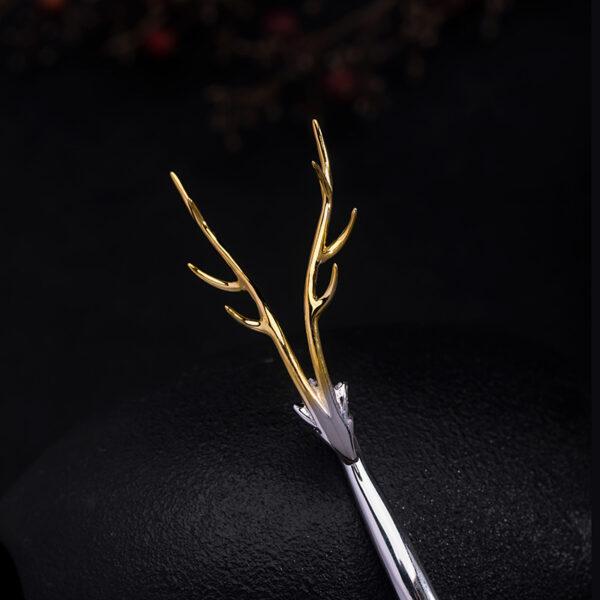 fine deer shape s925 sterling silver hairpin, hair stick - Image 3