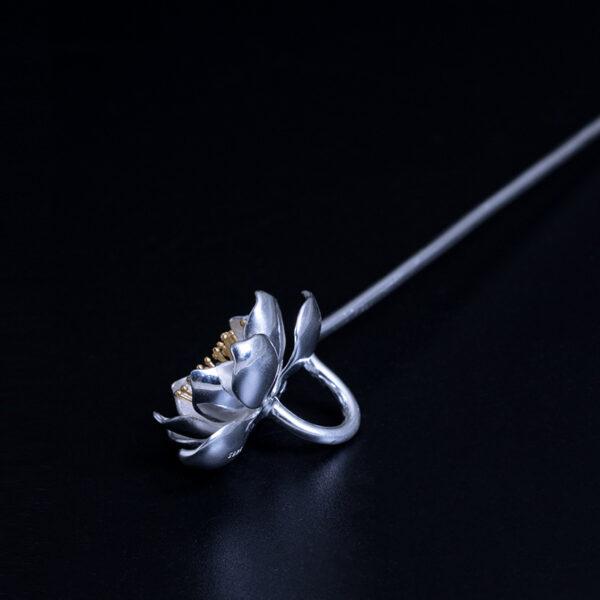 lotus flower shape s925 sterling silver hairpin, hair stick - Image 6