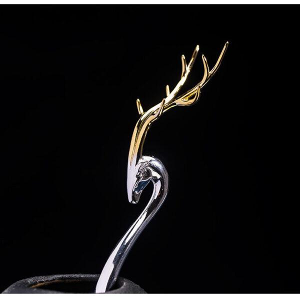 fine deer shape s925 sterling silver hairpin, hair stick - Image 5