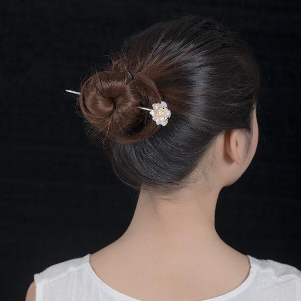 lotus flower shape s925 sterling silver hairpin, hair stick - Image 4