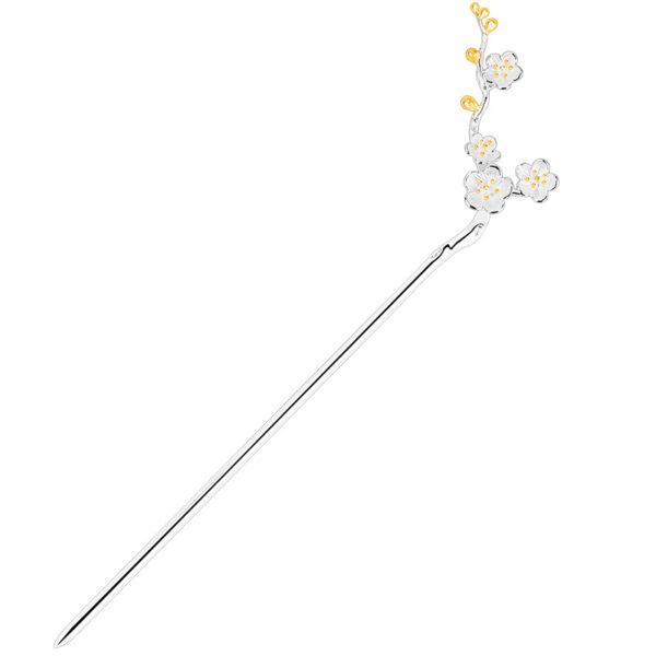 plum flowers branch shape s925 sterling silver hairpin, hair stick - Image 8